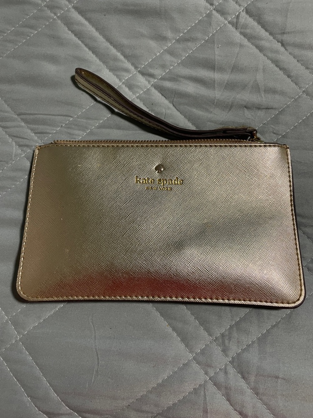 kate spade metallic gold wristlet clutch